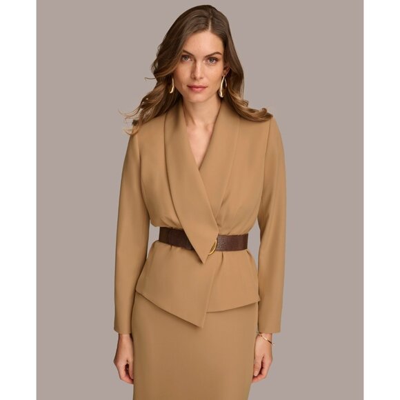Donna Karan Women s Belted Blazer Dark Beige Size 2 MSRP $179 - Picture 1 of 3